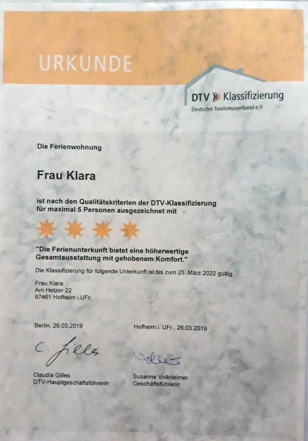 Ferienwohnung Frau Klara Hofheim in Unterfranken Exterior photo